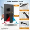 imagegotonovo Shower System with Tub Spout Wall Mounted Rain Shower Head and Handle Combo Shower Faucet Set with Valve 12 Inch Brushed NickelMatte Black