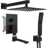 imagegotonovo Shower System with Tub Spout Wall Mounted Rain Shower Head and Handle Combo Shower Faucet Set with Valve 12 Inch Brushed NickelOil Rubbed Bronze