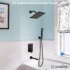 imagegotonovo Shower System with Tub Spout Wall Mounted Rain Shower Head and Handle Combo Shower Faucet Set with Valve 12 Inch Brushed NickelOil Rubbed Bronze