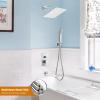 imagegotonovo Shower System with Tub Spout Wall Mounted Rain Shower Head and Handle Combo Shower Faucet Set with Valve 12 Inch Brushed NickelPolish Chrome