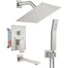 imagegotonovo Shower System with Tub Spout Wall Mounted Rain Shower Head and Handle Combo Shower Faucet Set with Valve 12 Inch Brushed NickelBrushed Nickel