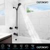 imagegotonovo 2 Handles Tub Shower Faucet SetBathtub Faucet Set with 6 Modes Handheld Spray Shower System with Tub SpoutShower Head and Handle Set Shower Fixture Wall Mount Polished ChromeMatte Black
