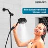 imagegotonovo 2 Handles Tub Shower Faucet SetBathtub Faucet Set with 6 Modes Handheld Spray Shower System with Tub SpoutShower Head and Handle Set Shower Fixture Wall Mount Brushed NickelMatte Black