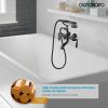 imagegotonovo 3 38 Vintage Bathtub Filler Wall Mount Clawfoot Tub Faucet Shower Kit with Handheld Shower 2Functions Double Level Handle Vintage Telephone Handheld Shower Antique BrassOil Rubbed Bronze