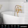imagegotonovo 3 38 Vintage Bathtub Filler Wall Mount Clawfoot Tub Faucet Shower Kit with Handheld Shower 2Functions Double Level Handle Vintage Telephone Handheld Shower Antique BrassAntique Brass