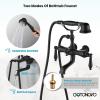 imagegotonovo 3 38 Vintage Bathtub Filler Wall Mount Clawfoot Tub Faucet Shower Kit with Handheld Shower 2Functions Double Level Handle Vintage Telephone Handheld Shower Antique BrassMatte Black