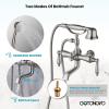 imagegotonovo 3 38 Vintage Bathtub Filler Wall Mount Clawfoot Tub Faucet Shower Kit with Handheld Shower 2Functions Double Level Handle Vintage Telephone Handheld Shower Antique BrassBrushed Nickel