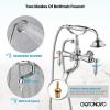 imagegotonovo 3 38 Vintage Bathtub Filler Wall Mount Clawfoot Tub Faucet Shower Kit with Handheld Shower 2Functions Double Level Handle Vintage Telephone Handheld Shower Antique BrassPolished Chrome