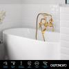imagegotonovo 3 38 Vintage Bathtub Filler Wall Mount Clawfoot Tub Faucet Shower Kit with Handheld Shower 2Functions Double Level Handle Vintage Telephone Handheld Shower Antique BrassAntique Brass