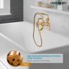 imagegotonovo 3 38 Vintage Bathtub Filler Wall Mount Clawfoot Tub Faucet Shower Kit with Handheld Shower 2Functions Double Level Handle Vintage Telephone Handheld Shower Antique BrassAntique Brass