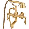 imagegotonovo 3 38 Vintage Bathtub Filler Wall Mount Clawfoot Tub Faucet Shower Kit with Handheld Shower 2Functions Double Level Handle Vintage Telephone Handheld Shower Antique BrassAntique Brass