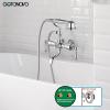 imagegotonovo 3 38 Vintage Bathtub Filler Wall Mount Clawfoot Tub Faucet Shower Kit with Handheld Shower 2Functions Double Level Handle Vintage Telephone Handheld Shower Antique BrassPolished Chrome