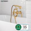 imagegotonovo 3 38 Vintage Bathtub Filler Wall Mount Clawfoot Tub Faucet Shower Kit with Handheld Shower 2Functions Double Level Handle Vintage Telephone Handheld Shower Antique BrassAntique Brass