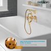 imagegotonovo 3 38 Vintage Bathtub Filler Wall Mount Clawfoot Tub Faucet Shower Kit with Handheld Shower 2Functions Double Level Handle Vintage Telephone Handheld Shower Antique BrassAntique Brass