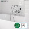 imagegotonovo 3 38 Vintage Bathtub Filler Wall Mount Clawfoot Tub Faucet Shower Kit with Handheld Shower 2Functions Double Level Handle Vintage Telephone Handheld Shower Antique BrassPolished Chrome