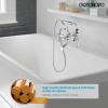 imagegotonovo 3 38 Vintage Bathtub Filler Wall Mount Clawfoot Tub Faucet Shower Kit with Handheld Shower 2Functions Double Level Handle Vintage Telephone Handheld Shower Antique BrassPolished Chrome