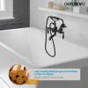 imagegotonovo 3 38 Vintage Bathtub Filler Wall Mount Clawfoot Tub Faucet Shower Kit with Handheld Shower 2Functions Double Level Handle Vintage Telephone Handheld Shower Antique BrassMatte Black