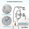 imagegotonovo 3 38 Vintage Bathtub Filler Wall Mount Clawfoot Tub Faucet Shower Kit with Handheld Shower 2Functions Double Level Handle Vintage Telephone Handheld Shower Antique BrassPolished Chrome