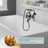 imagegotonovo 3 38 Vintage Bathtub Filler Wall Mount Clawfoot Tub Faucet Shower Kit with Handheld Shower 2Functions Double Level Handle Vintage Telephone Handheld Shower Antique BrassOil Rubbed Bronze