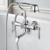imagegotonovo 3 38 Vintage Bathtub Filler Wall Mount Clawfoot Tub Faucet Shower Kit with Handheld Shower 2Functions Double Level Handle Vintage Telephone Handheld Shower Antique BrassPolished Chrome