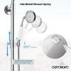 imagegotonovo Bathroom Exposed Shower Faucet Outside Shower Kit 8 Inch Rainfall Shower Head Set with Tub Spout and Handheld Spray Double Cross Handles Wall Mount Antique BrassPolished Chrome