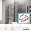 imagegotonovo Bathroom Exposed Shower Faucet Outside Shower Kit 8 Inch Rainfall Shower Head Set with Tub Spout and Handheld Spray Double Cross Handles Wall Mount Antique BrassPolished Chrome