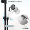 imagegotonovo Bathroom Exposed Shower Faucet Outside Shower Kit 8 Inch Rainfall Shower Head Set with Tub Spout and Handheld Spray Double Cross Handles Wall Mount Antique BrassMatte Black