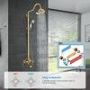 imagegotonovo Bathroom Exposed Shower Faucet Outside Shower Kit 8 Inch Rainfall Shower Head Set with Tub Spout and Handheld Spray Double Cross Handles Wall Mount Antique BrassAntique Brass