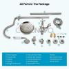 imagegotonovo Bathroom Exposed Shower Faucet Outside Shower Kit 8 Inch Rainfall Shower Head Set with Tub Spout and Handheld Spray Double Cross Handles Wall Mount Antique BrassBrushed Nickel