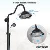 imagegotonovo Bathroom Exposed Shower Faucet Outside Shower Kit 8 Inch Rainfall Shower Head Set with Tub Spout and Handheld Spray Double Cross Handles Wall Mount Antique BrassMatte Black