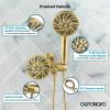 imagegotonovo Dual 2 in 1 Shower Head Kit High Pressure Combo System Shower Faucet 6 Modes ABS Handheld Spray Shower Trim Kit with Valve Shower Head and Handle Set Brushed GoldBrushed Gold