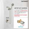 imagegotonovo Dual 2 in 1 Shower Head Kit High Pressure Combo System Shower Faucet 6 Modes ABS Handheld Spray Shower Trim Kit with Valve Shower Head and Handle Set Brushed GoldBrushed Nickel