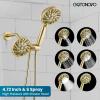 imagegotonovo Dual 2 in 1 Shower Head Kit High Pressure Combo System Shower Faucet 6 Modes ABS Handheld Spray Shower Trim Kit with Valve Shower Head and Handle Set Brushed GoldBrushed Gold