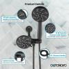 imagegotonovo Dual 2 in 1 Shower Head Kit High Pressure Combo System Shower Faucet 6 Modes ABS Handheld Spray Shower Trim Kit with Valve Shower Head and Handle Set Brushed GoldMatte Black