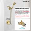 imagegotonovo Dual 2 in 1 Shower Head Kit High Pressure Combo System Shower Faucet 6 Modes ABS Handheld Spray Shower Trim Kit with Valve Shower Head and Handle Set Brushed GoldBrushed Gold