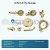 imagegotonovo Dual 2 in 1 Shower Head Kit High Pressure Combo System Shower Faucet 6 Modes ABS Handheld Spray Shower Trim Kit with Valve Shower Head and Handle Set Brushed GoldBrushed Gold