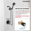 imagegotonovo Dual 2 in 1 Shower Head Kit High Pressure Combo System Shower Faucet 6 Modes ABS Handheld Spray Shower Trim Kit with Valve Shower Head and Handle Set Brushed GoldMatte Black