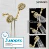 imagegotonovo Dual 2 in 1 Shower Head Kit High Pressure Combo System Shower Faucet 6 Modes ABS Handheld Spray Shower Trim Kit with Valve Shower Head and Handle Set Brushed GoldBrushed Gold