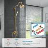 imagegotonovo Exposed Bathroom Shower System Vintage Shower Fixture 8 Inch Rainfall Shower Head Handheld Spray Tub Filler Brass Pipe 3Function Wall Mount Double Cross Knobs Antique BrassPolished Gold