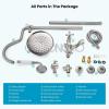 imagegotonovo Exposed Bathroom Shower System Vintage Shower Fixture 8 Inch Rainfall Shower Head Handheld Spray Tub Filler Brass Pipe 3Function Wall Mount Double Cross Knobs Antique BrassBrushed Nickel