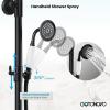 imagegotonovo Exposed Bathroom Shower System Vintage Shower Fixture 8 Inch Rainfall Shower Head Handheld Spray Tub Filler Brass Pipe 3Function Wall Mount Double Cross Knobs Antique BrassMatte Black