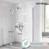 imagegotonovo Exposed Bathroom Shower System Vintage Shower Fixture 8 Inch Rainfall Shower Head Handheld Spray Tub Filler Brass Pipe 3Function Wall Mount Double Cross Knobs Antique BrassPolished Chrome