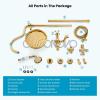 imagegotonovo Exposed Bathroom Shower System Vintage Shower Fixture 8 Inch Rainfall Shower Head Handheld Spray Tub Filler Brass Pipe 3Function Wall Mount Double Cross Knobs Antique BrassPolished Gold