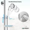 imagegotonovo Exposed Bathroom Shower System Vintage Shower Fixture 8 Inch Rainfall Shower Head Handheld Spray Tub Filler Brass Pipe 3Function Wall Mount Double Cross Knobs Antique BrassPolished Chrome