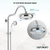 imagegotonovo Exposed Bathroom Shower System Vintage Shower Fixture 8 Inch Rainfall Shower Head Handheld Spray Tub Filler Brass Pipe 3Function Wall Mount Double Cross Knobs Antique BrassPolished Chrome