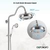 imagegotonovo Exposed Bathroom Shower System Vintage Shower Fixture 8 Inch Rainfall Shower Head Handheld Spray Tub Filler Brass Pipe 3Function Wall Mount Double Cross Knobs Antique BrassBrushed Nickel