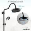 imagegotonovo Exposed Bathroom Shower System Vintage Shower Fixture 8 Inch Rainfall Shower Head Handheld Spray Tub Filler Brass Pipe 3Function Wall Mount Double Cross Knobs Antique BrassOil Rubbed Bronze