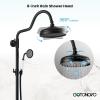 imagegotonovo Exposed Bathroom Shower System Vintage Shower Fixture 8 Inch Rainfall Shower Head Handheld Spray Tub Filler Brass Pipe 3Function Wall Mount Double Cross Knobs Antique BrassMatte Black