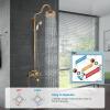 imagegotonovo Exposed Bathroom Shower System Vintage Shower Fixture 8 Inch Rainfall Shower Head Handheld Spray Tub Filler Brass Pipe 3Function Wall Mount Double Cross Knobs Antique BrassAntique Brass