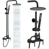imagegotonovo Outdoor Shower Fixtures SUS304 Stainless Steel Rain Shower Kit Faucet High Pressure Wall Mount 2 Dual Function 8 Inch Showerhead and Handheld Spray Combo Single Handle Brushed GoldMatte Black